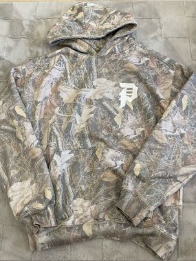 Primitive Men's Camo Hooded Sweatshirt in Beige and Brown with White Logo